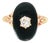 19th Century Victorian 10k Yellow Gold Black Onyx and Old Mine Cut Diamond Mourning Ring, Size 6 For Sale