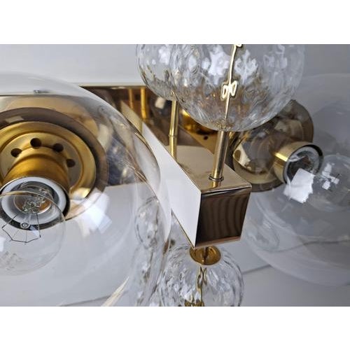 Mid-Century Czech Brass and Glass Wall Sconce attributed to Kamenický Šenov, 1970s For Sale - Image 14 of 18