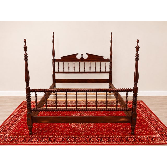 Antique Virginia Estate Walnut Queen Four-Poster Bed with Chippendale-Style Headboard This exceptionally heavy Queen-size...