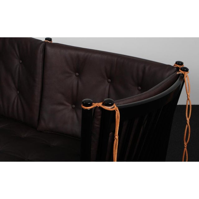 Model 1789 2-Seater Tremmesofa in Black Beech and Leather attributed to Børge Mogensen for Fritz Hansen For Sale - Image 5 of 7