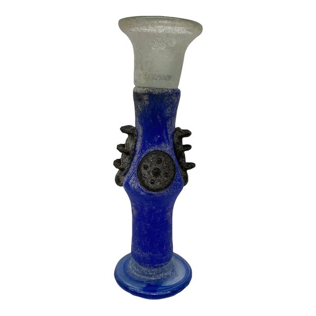 1970s Pate De Verre Art Glass Candlestick For Sale