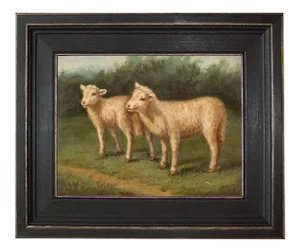 "Lost Lambs" Framed Oil Painting Reproduction Print on Canvas by Arthur Tait