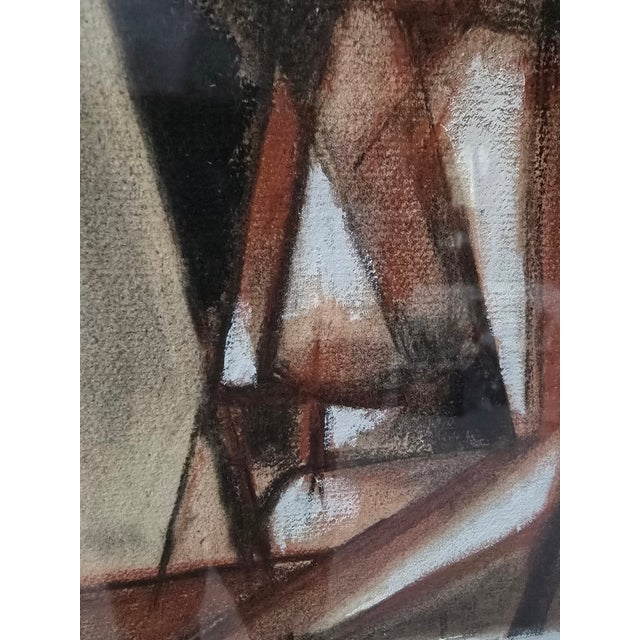 1950s Vintage Picasso-Style Cubist Mid Century Watercolor Painting, Framed For Sale - Image 9 of 12