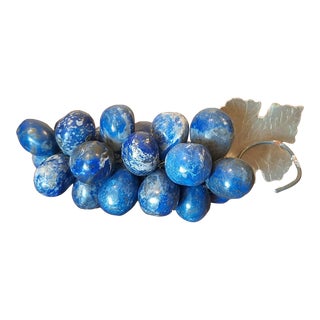 Lapis Lazuli Grape Cluster With Silver Leaf From Chile For Sale