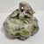 Vintage hand Carved Green Soapstone Bird On leaves Trinket Box 3" tall Stone Rustic piece. Nice subtle color variation....
