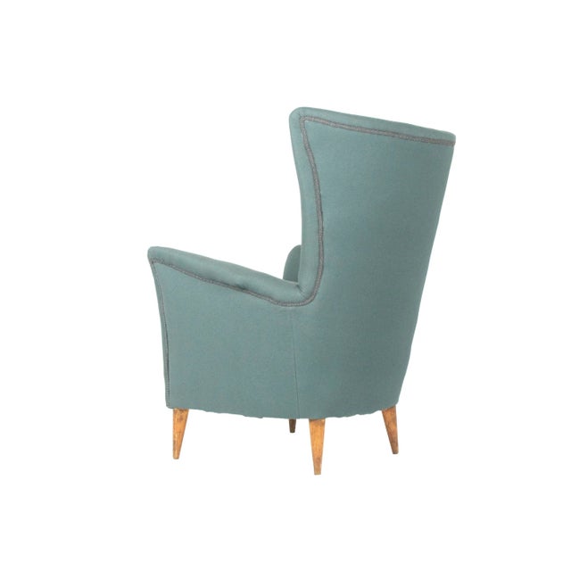 Mid-Century Modern Mid-Century Modern Italian Grey Fabric and Wood Chair, 1950s For Sale - Image 3 of 7