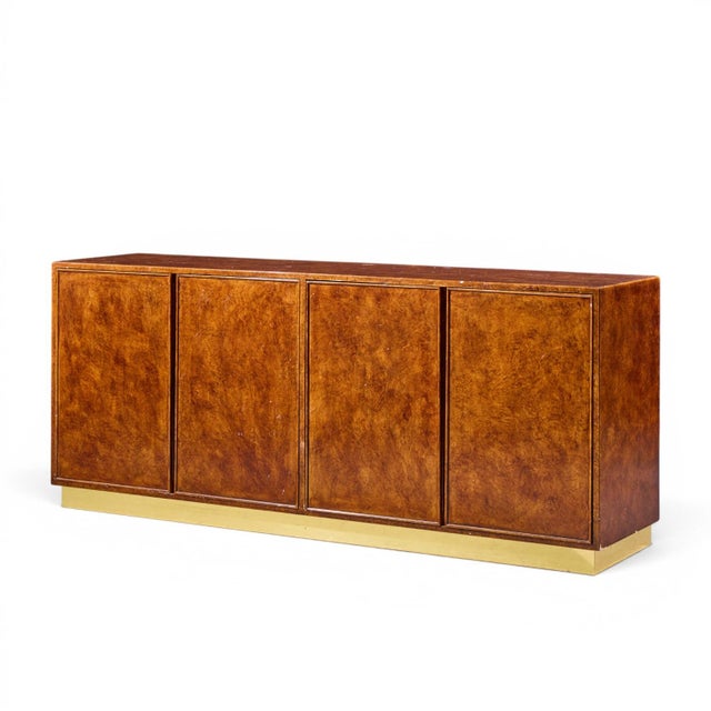 Mid-Century Modern John Widdicomb Mid Century Burlwood and Brass Credenza For Sale - Image 3 of 10