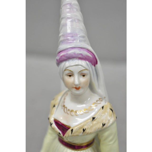 Early 20th Century Antique Carl Thieme Potschappel German Dresden Porcelain Medieval Lady Figurine For Sale - Image 5 of 15