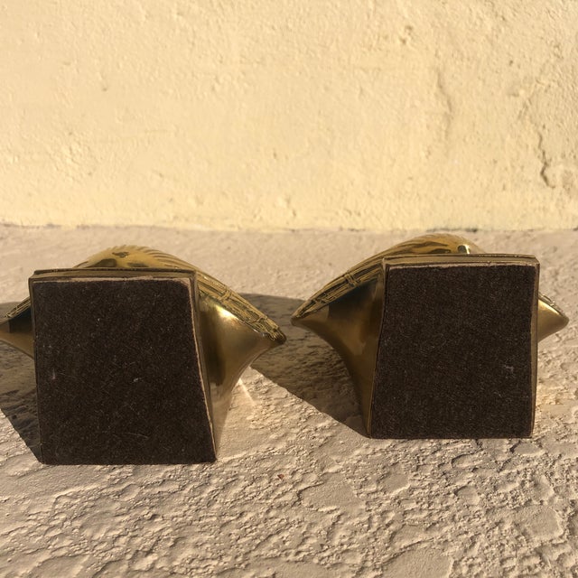 Mid 20th Century Brass Seashell Bookends - a Pair For Sale In Naples, FL - Image 6 of 9