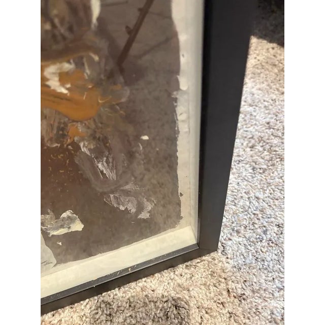 Abstract Mid-Century Abstract Painting in Brown, Black and White, Framed, 31.25” X 20.75” For Sale - Image 3 of 6