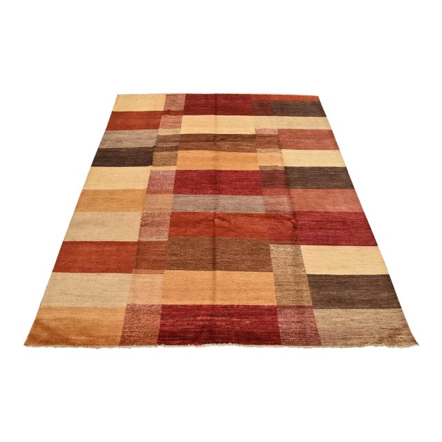 Gabbeh Rug 8'2'' X 9'4'' Multicolor Wool Contemporary Hand-Knotted Carpet For Sale