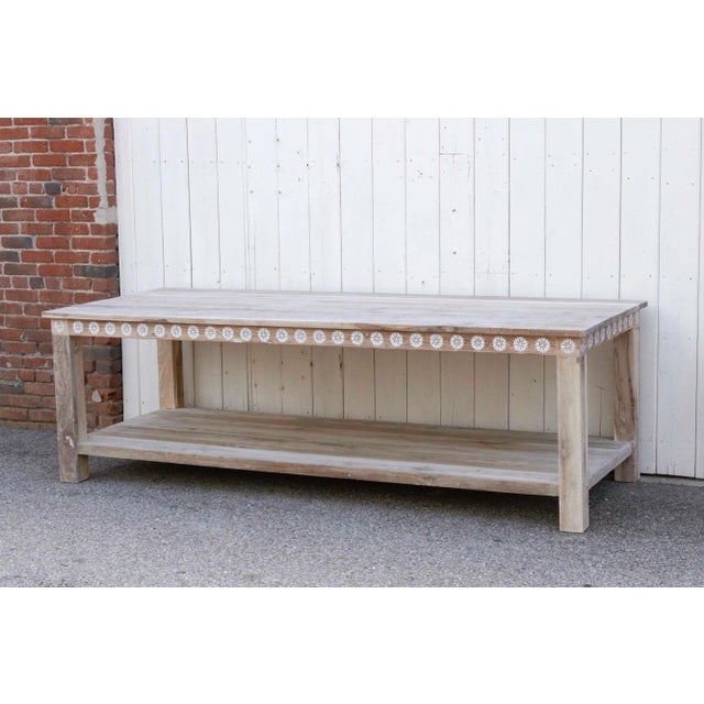 Bleached Teak Mother of Pearl Blossom Table For Sale - Image 4 of 12