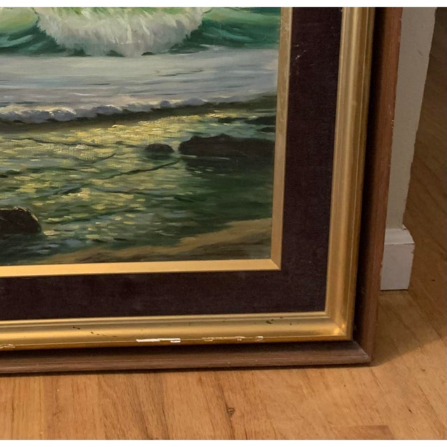 Mid 20th Century Mid Century Seascape With Sunset Oil on Canvas by Alexander Dzigurski For Sale - Image 5 of 7
