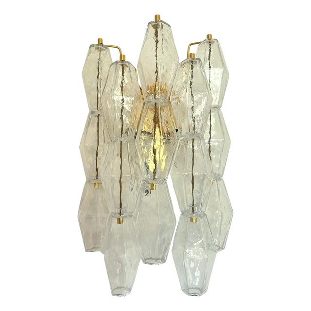 Transparent Poliedri Murano Glass Gold Wall Sconce by Simoeng for Simoeng For Sale