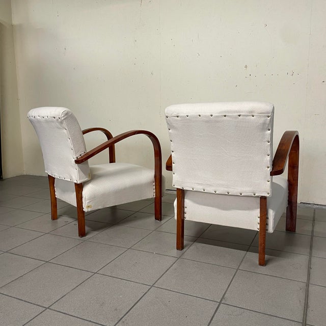Art Deco Italian Armchairs in Curved Wood, 1930s, Set of 2 For Sale - Image 12 of 15