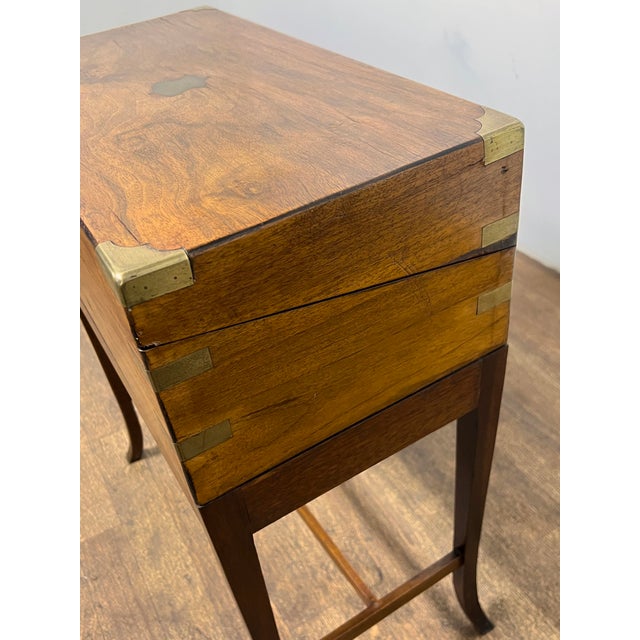 Campaign C. 1850s Antique Campaign Officer's Writing Slope on Stand For Sale - Image 3 of 15