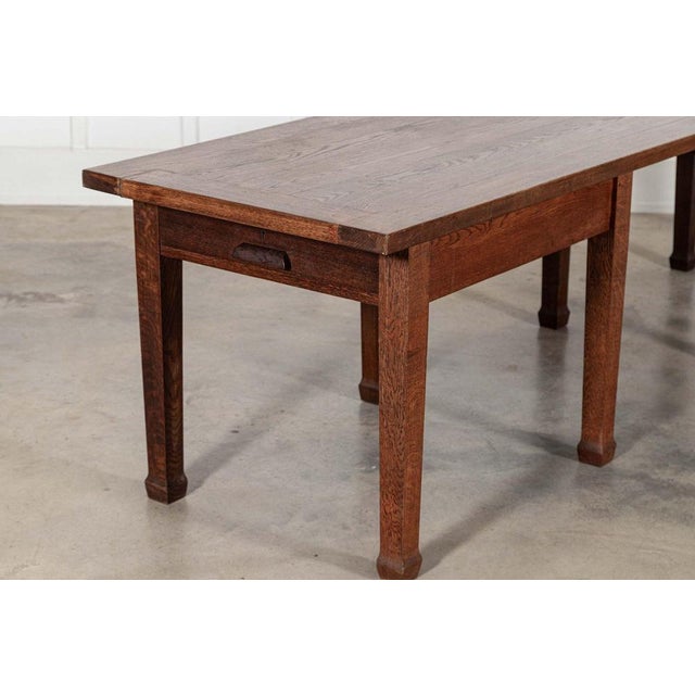English Monumental Oak Library Table, 1930s For Sale - Image 14 of 16