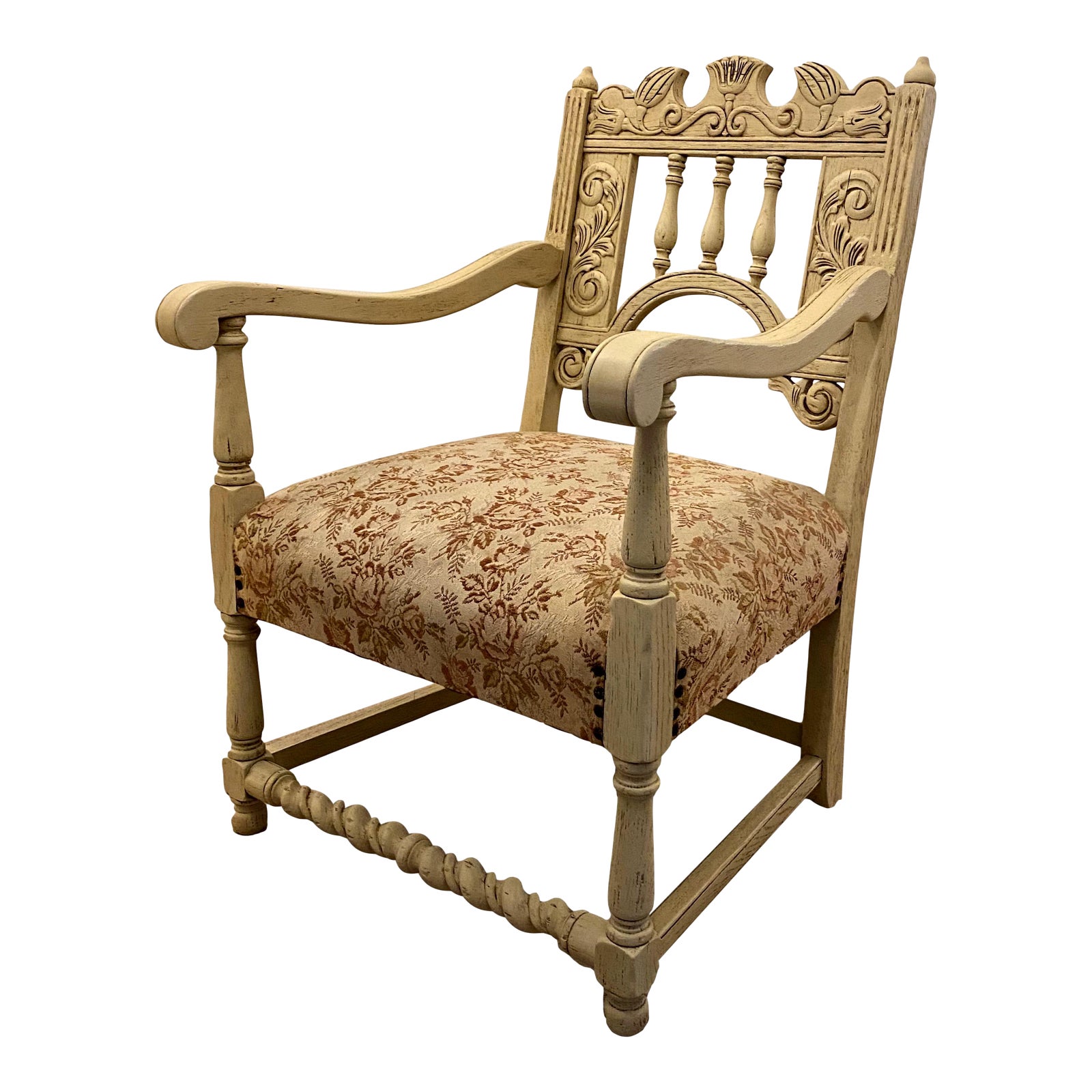 Early 20th Century Antique Carved Oak Arm Chair Chairish