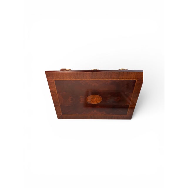 1980s Queen Anne Style Inlaid Mahogany Lowboy Table With Three Drawers For Sale In Chicago - Image 6 of 6