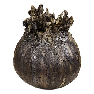 Carbon Sculpted Moon Jar One of a Kind Hand Made For Sale