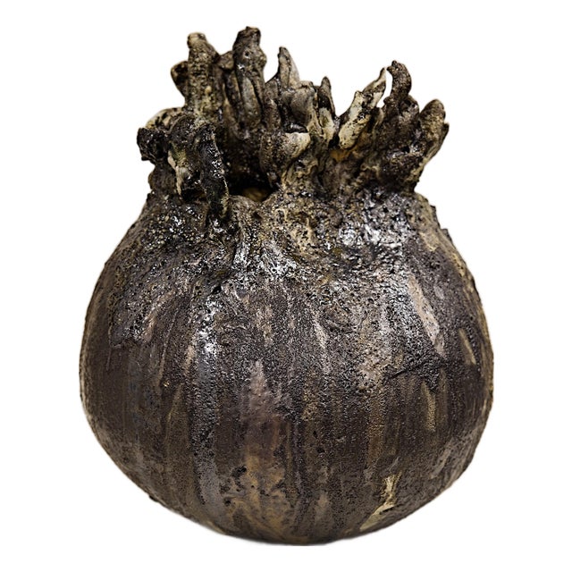 Carbon Sculpted Moon Jar One of a Kind Hand Made For Sale