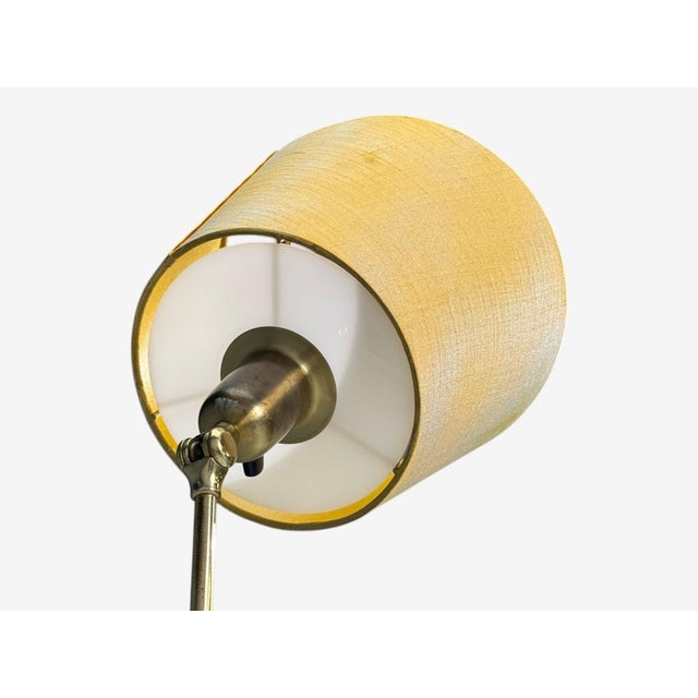 Beige Boréns, Adjustable Floor Lamp, Blue Lacquered Metal, Brass, Fabric, Sweden, 1950s For Sale - Image 8 of 14