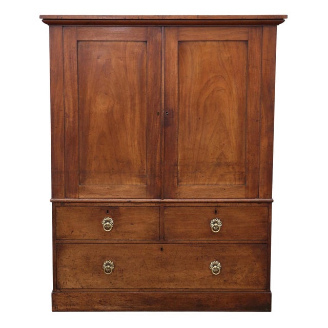 Antique Georgian Mahogany Linen Press Wardrobe, 1800s For Sale - Image 10 of 10