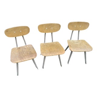 Mid 20th Century American Seating Co. Set of 3 Wooden Classmate Chairs For Sale