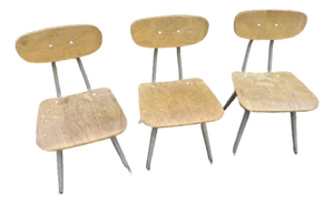 Mid 20th Century American Seating Co. Set of 3 Wooden Classmate Chairs