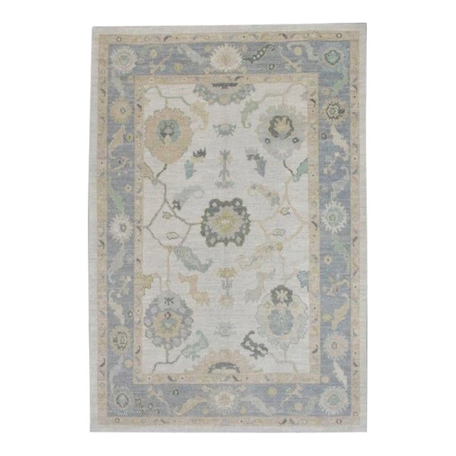 Oriental Hand Knotted Rug Turkish Oushak 6'1" x 9'3" For Sale