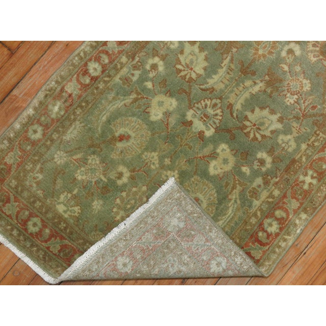 Mid 20th Century Zabihi Collection Narrow Antique Persian Tabriz Brown Green Runner - 2'4" x 14' For Sale - Image 5 of 9