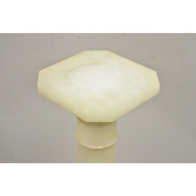 Antique Alabaster Marble Empire Style Carved Column Pedestal Plant Stand For Sale - Image 11 of 12
