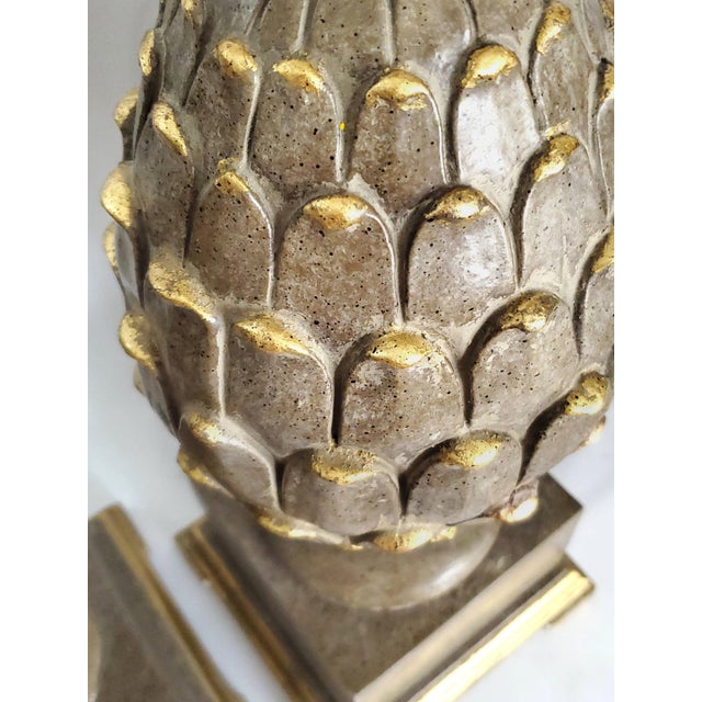 Late 20th Century Lamp Pair Large Artichokes Restored For Sale - Image 5 of 11