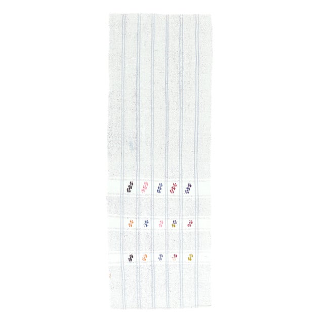 White Turkish Handmade Wool Kilim Rug For Sale - Image 8 of 8