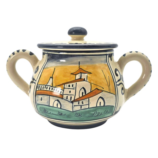 Late 20th Century Corso Dei Fiori “Casolare” Cream & Sugar, Hand Painted Italian Maiolica For Sale - Image 4 of 18