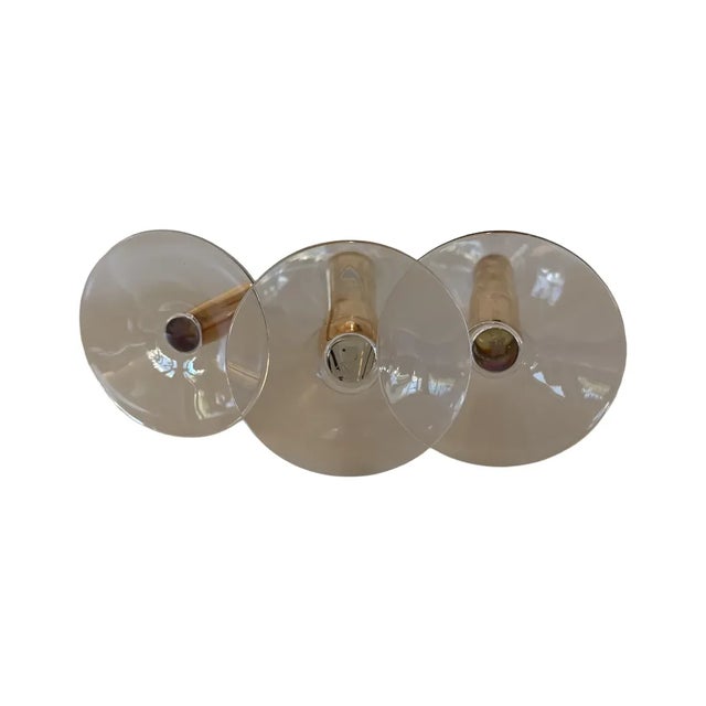 Metal 1990s Orrefors Nobel Crystal Candlesticks Set of 3 Gunnar Cyrén Sweden For Sale - Image 7 of 9