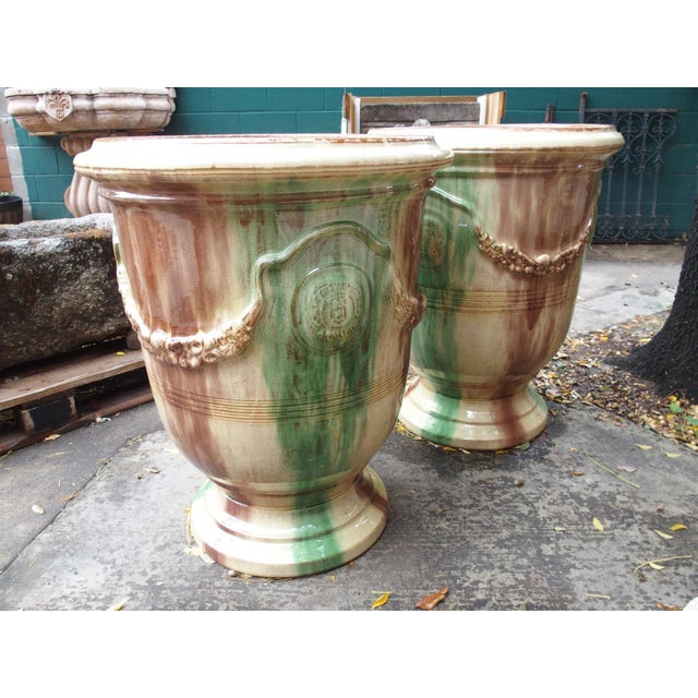 Pair of Large Flamme Glazed Terra Cotta Garden Planters From Anduze France For Sale - Image 14 of 18