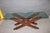 Post Modern Contemporary Wood Steel and Glass Console Table For Sale - Image 4 of 10