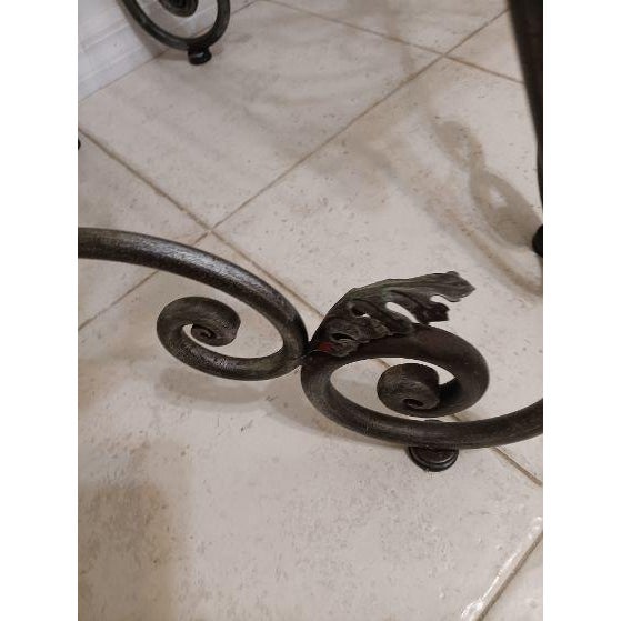 Vintage Wrought Iron French Black End Table Beveled Glass Top Ornate Rectangular Style: French Color: Black Dimensions: 21...