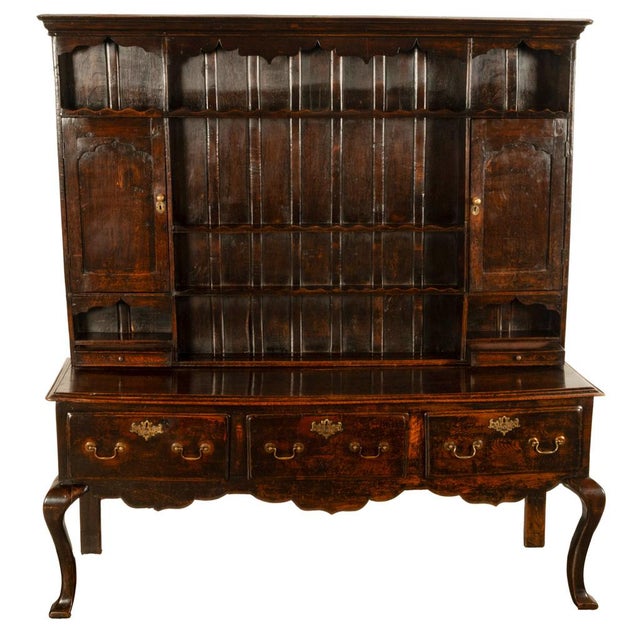 Antique All Period Georgian Queen Anne Carved Oak Welsh Dresser Plate Rack 1750 For Sale - Image 12 of 13