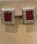 Ruby Red Estate 3 Ct Ruby & 3 Ct Diamonds Square Post Earrings 18 Karat Yellow Gold 13.5G For Sale - Image 8 of 18