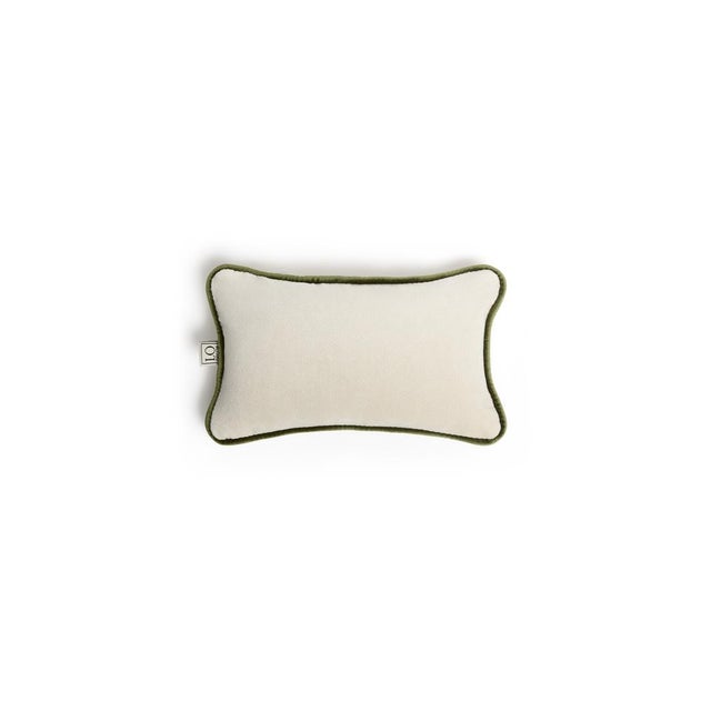 Contemporary The Gift Micro Cushion in White Velvet with Green Piping by Lorenza Briola for Lo Decor For Sale - Image 3 of 5