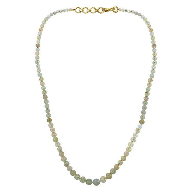 Natural Opal Faceted Bead Single Strand Necklace on Clearance Silver Clasp For Sale - Image 15 of 18