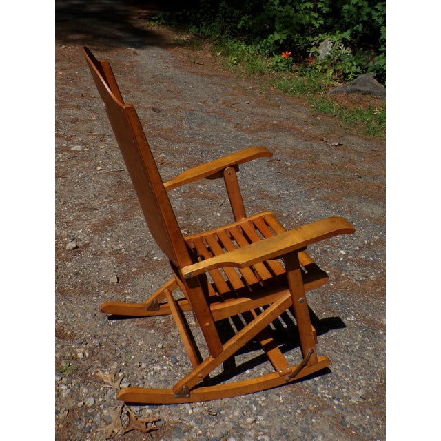Vintage Mid Century Maple Folding Rocking Chair Rocker Clement MFG Canada For Sale - Image 11 of 18