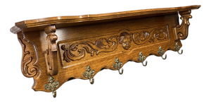 French Coat Rack in Oak with Six Hooks
