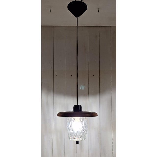 1970s Vintage Ceiling Lamp with Glass Shade and Copper Cover, 1970s For Sale - Image 5 of 7