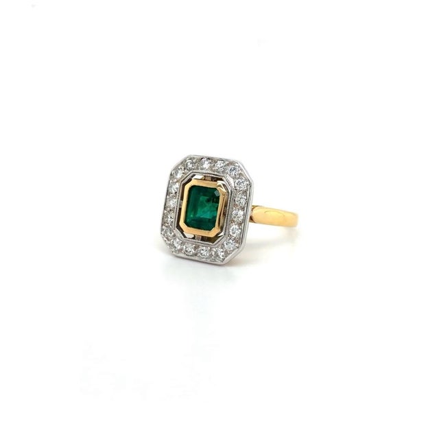 Not Yet Made - Made To Order Vintage Style Emerald Diamond Ring in Solid 18k Yellow Gold Us 7 For Sale - Image 5 of 6