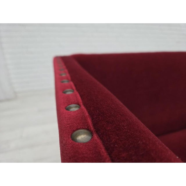 Danish 2-Seater Sofa in Cherry-Red Velour, 1970s For Sale - Image 16 of 17