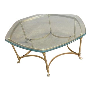 LaBarge French Regency Coffee Octagon Glass Coffee Table For Sale