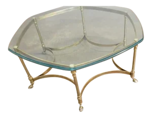 LaBarge French Regency Coffee Octagon Glass Coffee Table